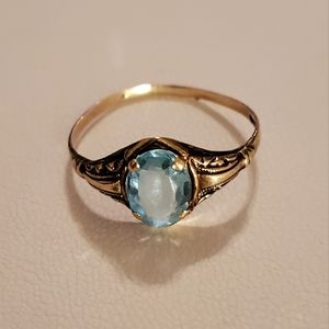 Dainty 10k solid yg gemstone ring
